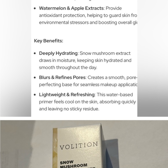 Volition Snow Mushroom Water Primer 30ml.   New Sealed! - Picture 4 of 4